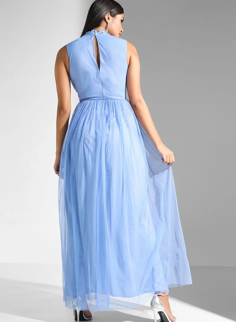 Namshi x High Neck Embellished Dress