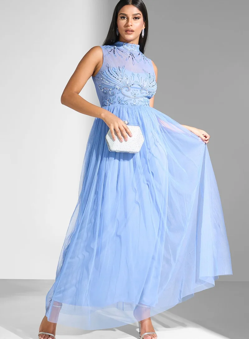 Namshi x High Neck Embellished Dress