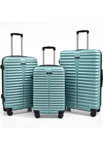منيك طقم حقائب سفر دِستني  قطع | ترولي بعجلات  درجة وقفل  ومقبض ناعم | أخضر بيستا