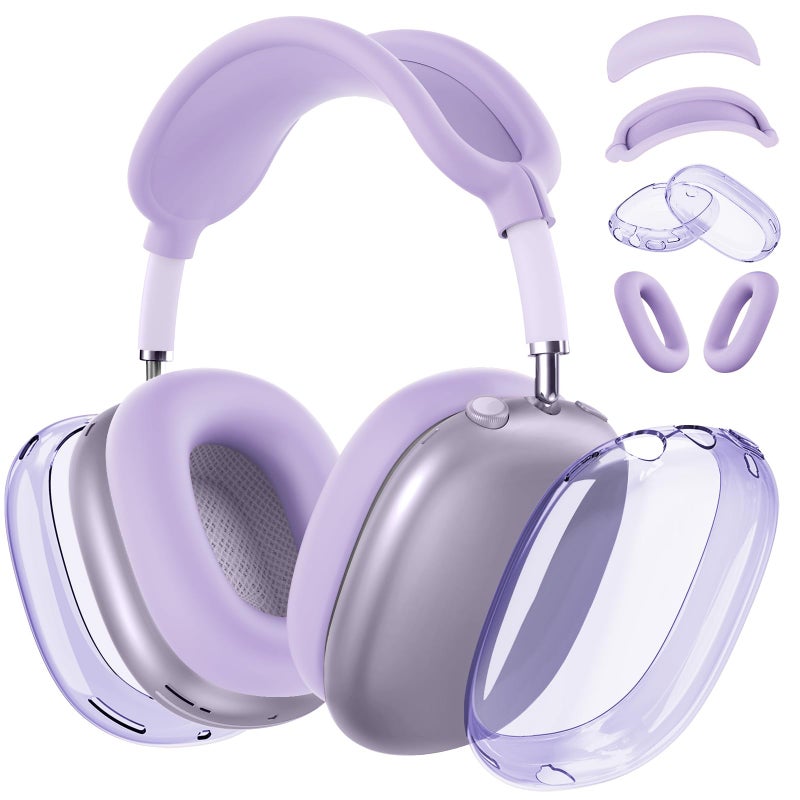 MINDRESY Silicone Case Cover for AirPods Max 2 Clear Soft TPU Ear Cups CoverEar Pad Case CoverHeadband Cover for AirPods Max 21 202620242020 Transparent Accessories for Apple AirPods Max Pastel Lilac - Image 2