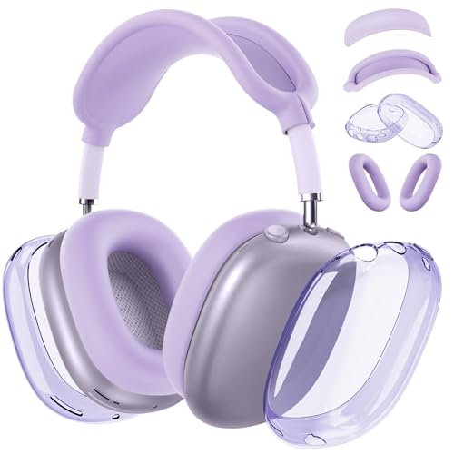 MINDRESY Silicone Case Cover for AirPods Max 2 Clear Soft TPU Ear Cups CoverEar Pad Case CoverHeadband Cover for AirPods Max 21 202620242020 Transparent Accessories for Apple AirPods Max Pastel Lilac - Image 1