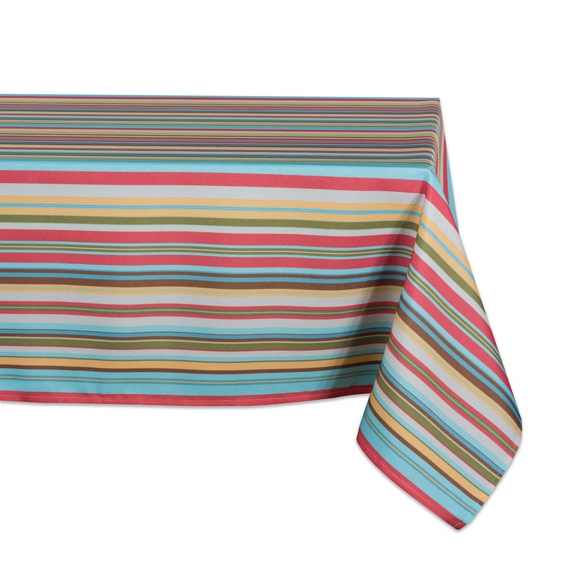 DII DII IndoorOutdoor Tabletop Collection Multiuse Machine Washable Striped Tablecloth 60x120 Summer Print