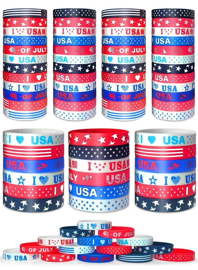 LENOAPHYS 【48PCS】 4th of July Bracelets USA Bracelet 4th of July Outfits for Women Fourth of July Accessories Decorations Party Favor Party Supplies Fourth of July Bracelets Patriotic Bracelet Gifts - Image 1