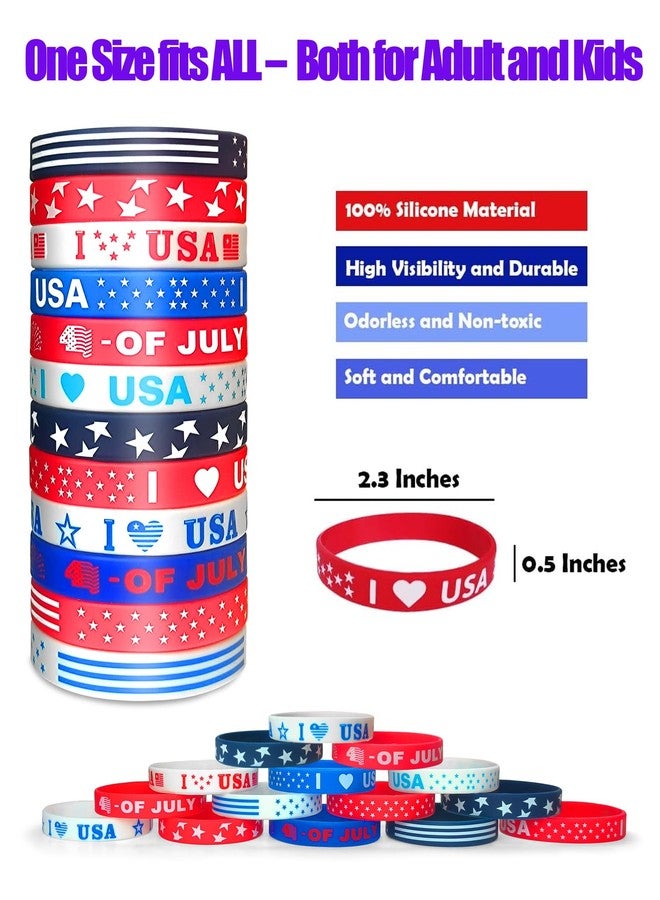 LENOAPHYS 【48PCS】 4th of July Bracelets USA Bracelet 4th of July Outfits for Women Fourth of July Accessories Decorations Party Favor Party Supplies Fourth of July Bracelets Patriotic Bracelet Gifts - Image 3