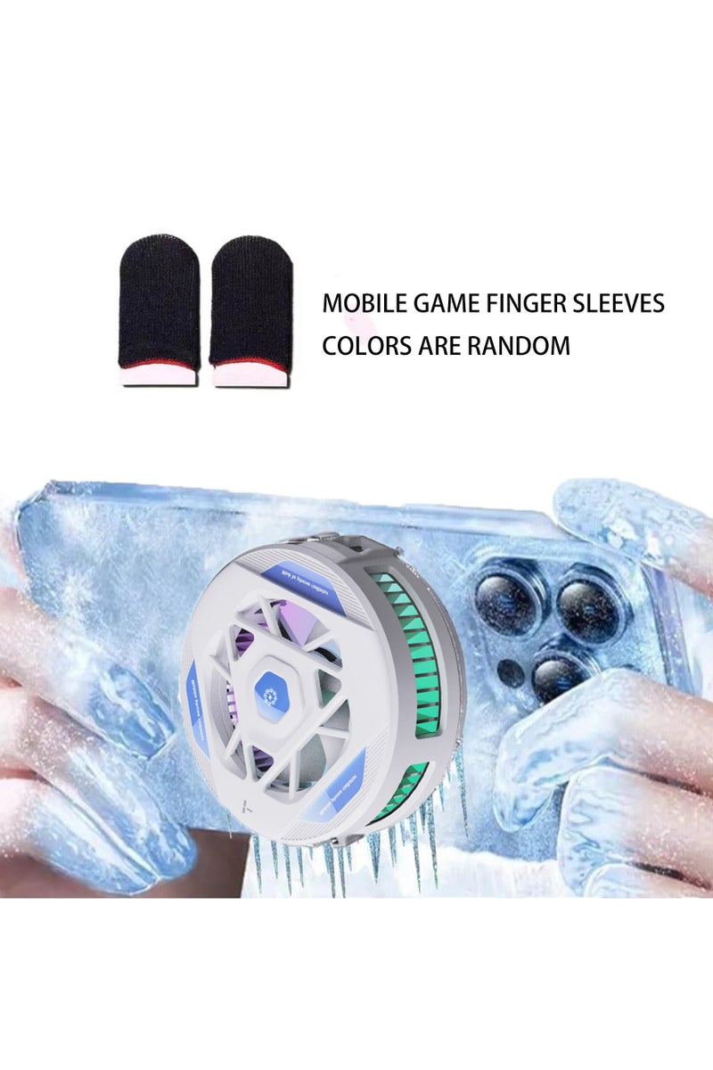 Mobile Phone Radiator, Mobile Phone Cooler for Playing Games, 3-speed Real-time Digital Display Temperature Adjustment, With Mobile Game Finger Mobile game finger sleeves Magnetic Back Clip Dual-purpose Mobile Phone Cooling Fan, Semiconductor Mobile Phone Radiator with RGB Light, Mini Mobile Phone Radiator Suitable for Mobile Phone Live Broadcast and Video Universal iPhone/Android Smartphone Only use the 5V-3A charging head to operate - Image 1