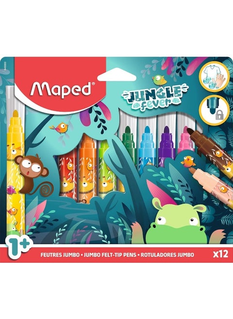Maped Jungle Fever Jumbo Felt-Tip Pens Box of 12