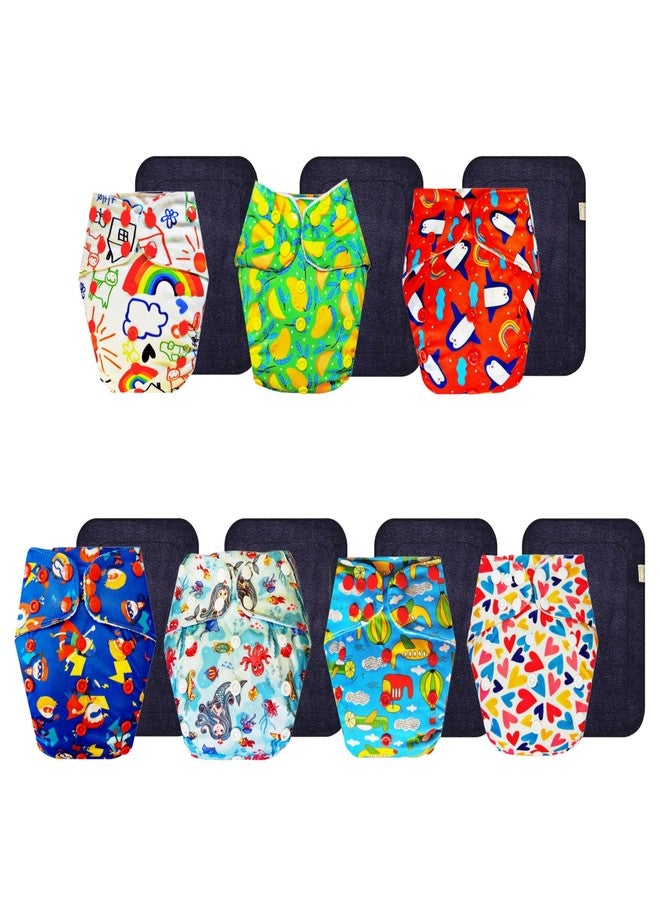 Dumbledo Premium Cloth Diaper with Black Insert (Pack of 7) | Hypoallergenic | 6-Layer Absorbent Pad | Easy to Clean | Designed by Moms | 3 Months - 3 Years | Unisex Baby - Image 1