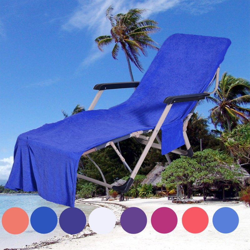 Lounge Chair Towel Pool Beach Chair Cover Towels with Pocket Portable Party Holiday Sunbathing Swim Towels - Image 1