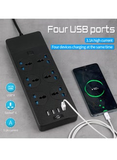 GULFLINK 3 Meter Cable With 6 Power Socket 4 Usb Ports Power Strip  - Image 5