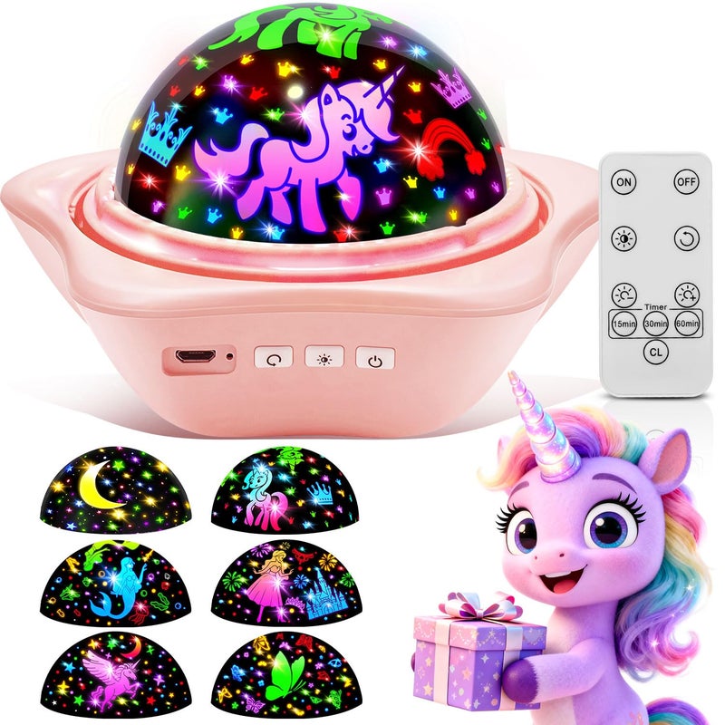 One Fire Unicorn Toys6 Slides96 ProjectionsUnicorn Night Light Projector Mermaid Toys Princess Toy Girl Birthday GiftJuguetes para Nias Princess Toys for Girls 46 2 Year Old Girl Birthday Gift - Image 2