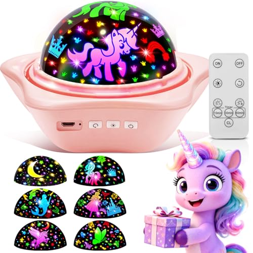 One Fire Unicorn Toys6 Slides96 ProjectionsUnicorn Night Light Projector Mermaid Toys Princess Toy Girl Birthday GiftJuguetes para Nias Princess Toys for Girls 46 2 Year Old Girl Birthday Gift - Image 1