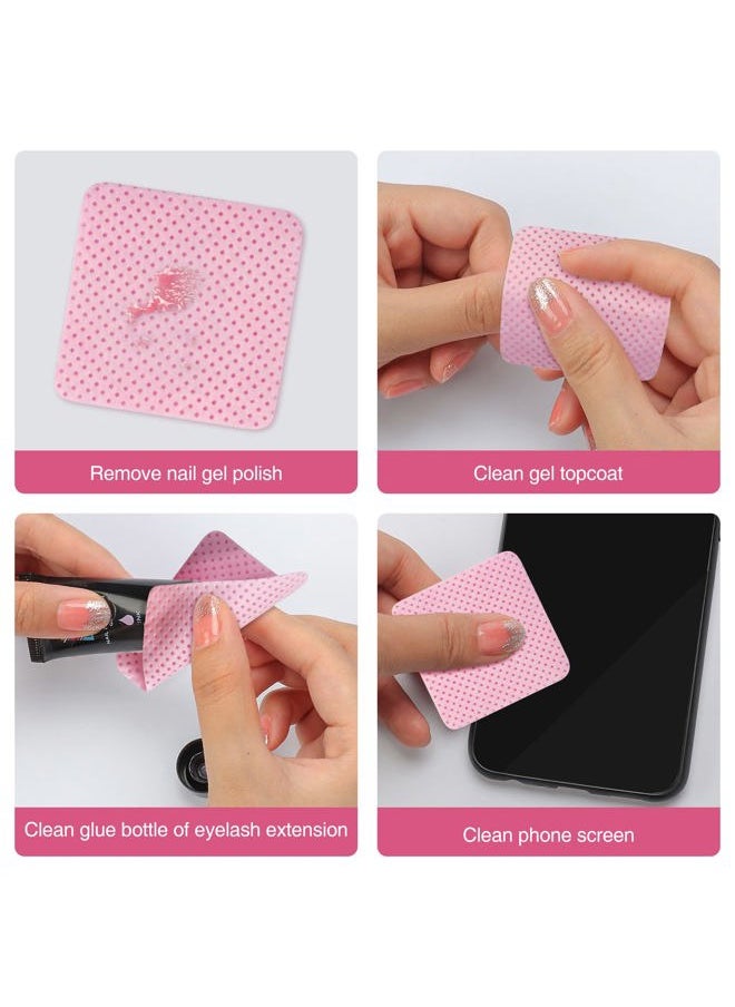 Jiasheng 1080 PCS Pink Lint Free Nail Wipes, Eyelash Extension Wipes, Super Absorbent Soft Non-Woven with a Pump Dispenser Bottle Disposable Nail Polish Remover for Polish Clean Acrylic Nails Remover  - Image 5