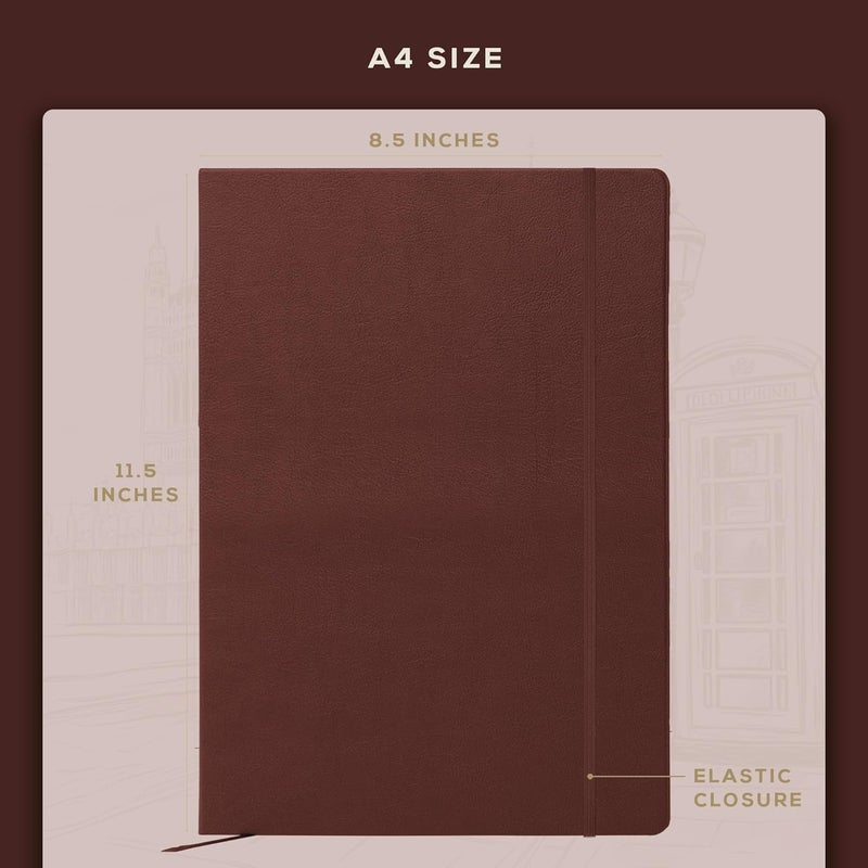 Beechmore Books دفتر موسيقى فارغ – A4 8.5x11.5 للملحنين، الموسيقيين والمؤلفين، 156 صفحة سميكة 120gsm، 10 ورقات مثقوبة، غلاف من جلد نباتي، إغلاق مرن، صندوق هدايا - Image 4