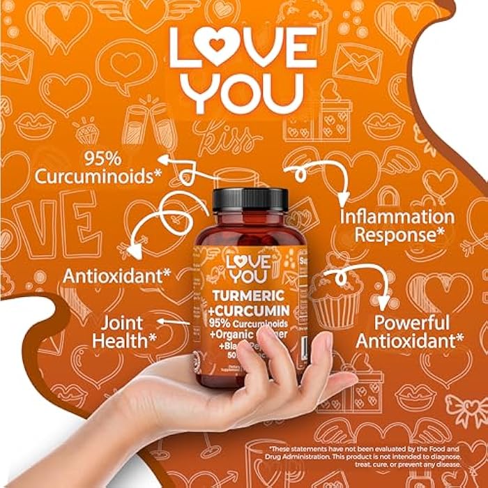 Love You Turmeric Curcumin with Organic Ginger & BioPerine Black Pepper – 120 Vegan Capsules - Image 4