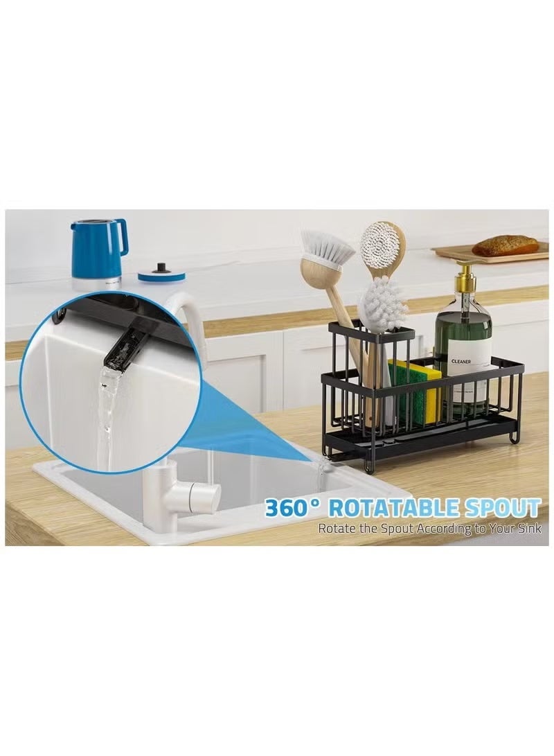 304 Stainless Steel Kitchen Sink Organizer Rack – Rustproof Sponge Holder with High Brush Stand, Dishcloth Divider & Soap Dispenser Storage – Space Saving Sink Caddy - Image 5