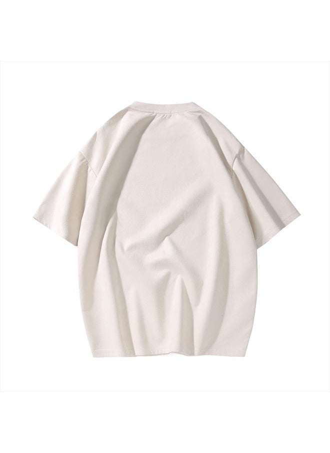 GURUNVANI - Men T Shirt Streetwear Harajuku Tops Short Sleeve Crewneck T-Shirt, T3408Beige, Small - Image 1