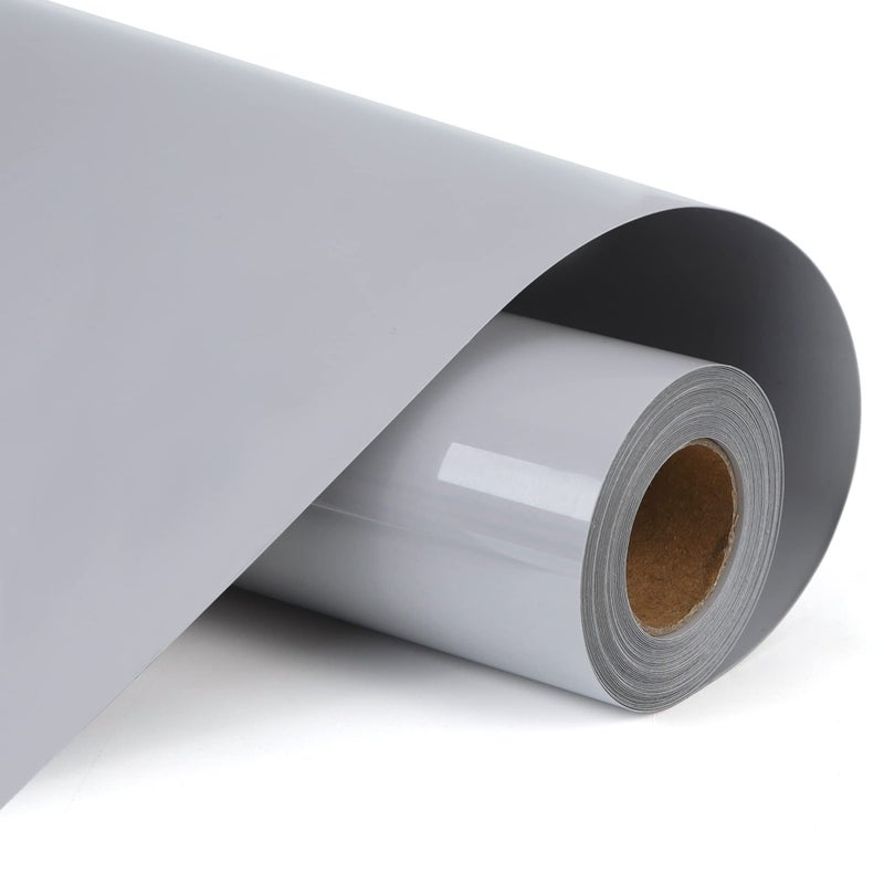 RENLITONG Grey HTV Iron on Vinyl 12Inch by 10ft Roll Heat Transfer Vinyl for TShirt HTV Rolls for All Cutter Machine Easy to Cut Weed for Heat Transfer Design