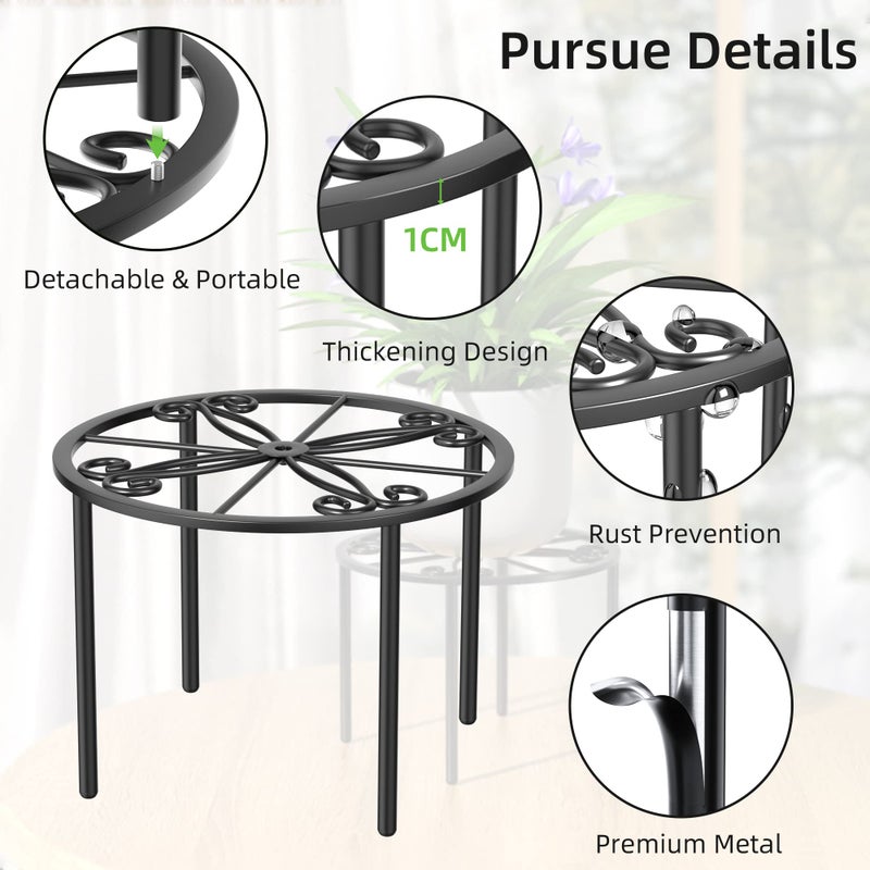 bussdis Plant Stand 1 PCS-10.2 IN Flower Pot Stand Plant Rack for Indoor and Outdoor Courtyard Gardens Black - Image 3
