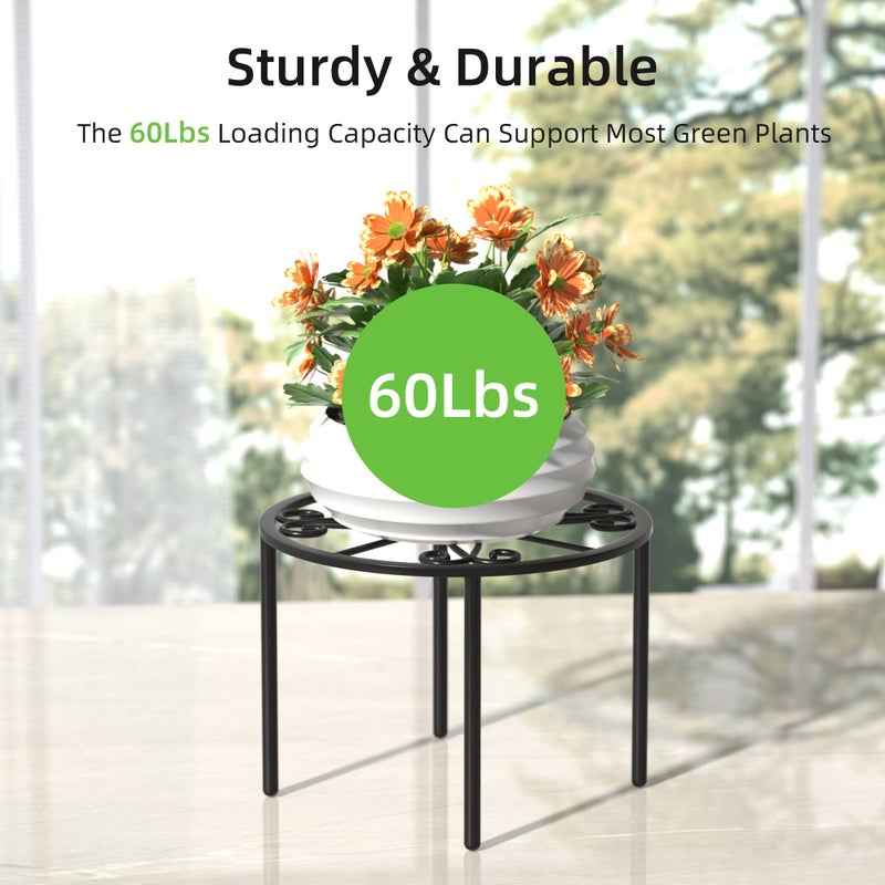 bussdis Plant Stand 1 PCS-10.2 IN Flower Pot Stand Plant Rack for Indoor and Outdoor Courtyard Gardens Black - Image 2