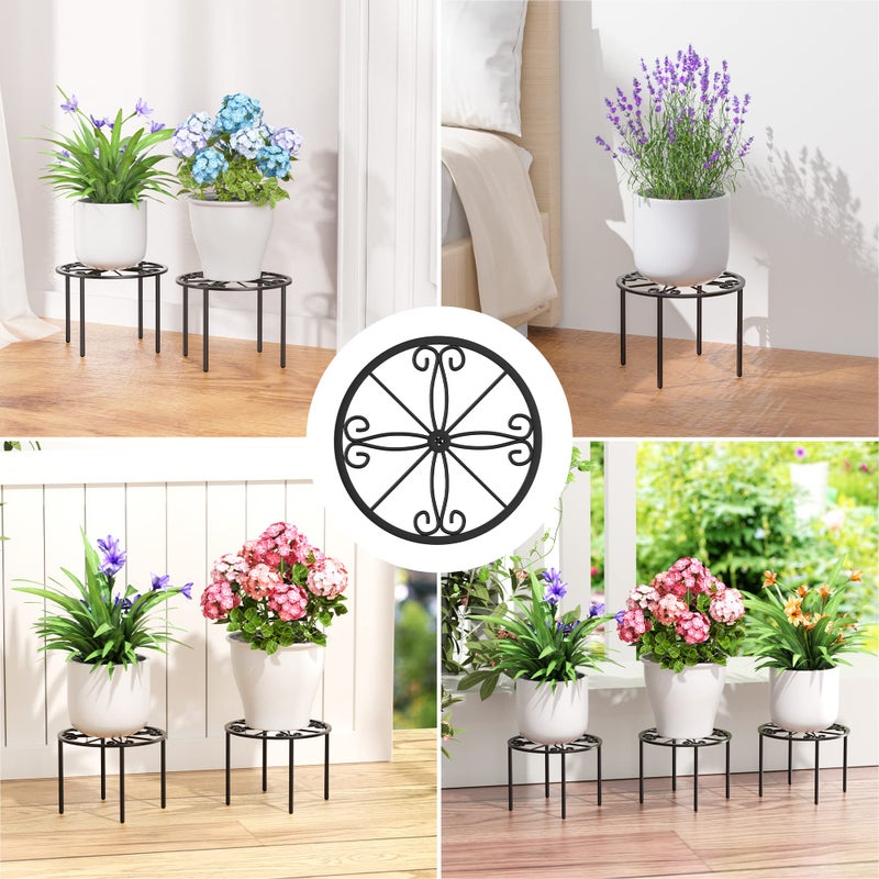 bussdis Plant Stand 1 PCS-10.2 IN Flower Pot Stand Plant Rack for Indoor and Outdoor Courtyard Gardens Black - Image 4