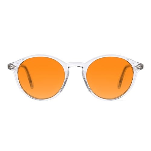 TIJN Orange Lens Blue Light Blocking Glasses – Round Frame, Dual AR Coating, Gaming & Computer Eyewear for Screen Use, Clear - Image 1