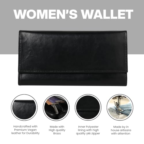 ShopMantra Wallet for Women's | Women's Wallet |Clutch |Vegan Leather | Holds Upto 6 Cards | 2 Notes and 1 Coin Compartment | Magnetic Closure | Black - Image 3