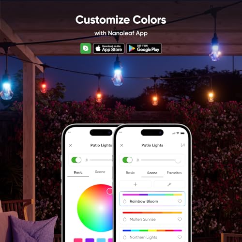 Nanoleaf نانوليف إيسينشالز ماتر سمارت مولتي كولور أوتدور سترينج لايتس سمارتير كيت مع لمبات LED RGBICW قابلة للعنونة، أبيض ومتغير الألوان، واي-فاي + بلوتوث، مقاومة للماء IP 65 (توسعة 49ft) - Image 4