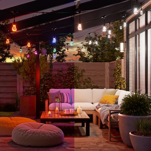 Nanoleaf نانوليف إيسينشالز ماتر سمارت مولتي كولور أوتدور سترينج لايتس سمارتير كيت مع لمبات LED RGBICW قابلة للعنونة، أبيض ومتغير الألوان، واي-فاي + بلوتوث، مقاومة للماء IP 65 (توسعة 49ft) - Image 3
