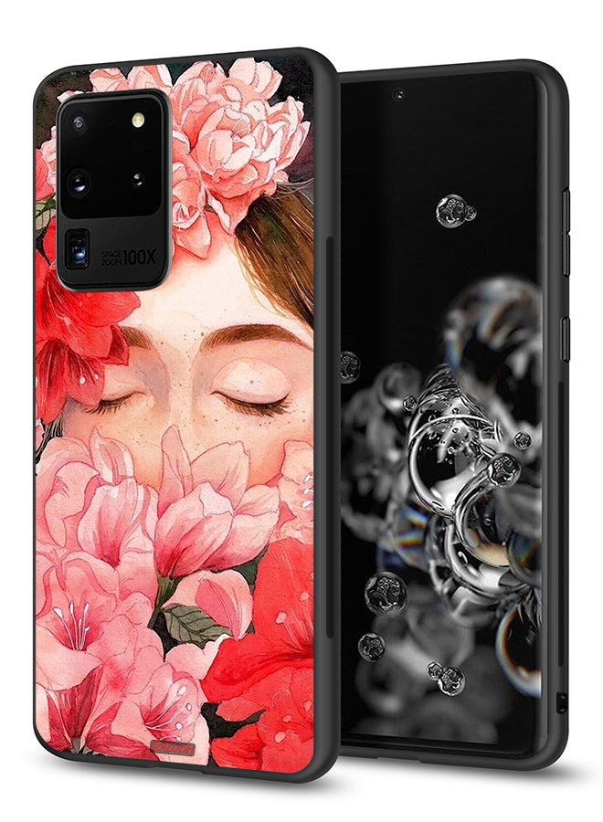 Tolwak Samsung Galaxy S20 Ultra Protective Case Cover Girl Face Hide In Flowers Art - Image 1