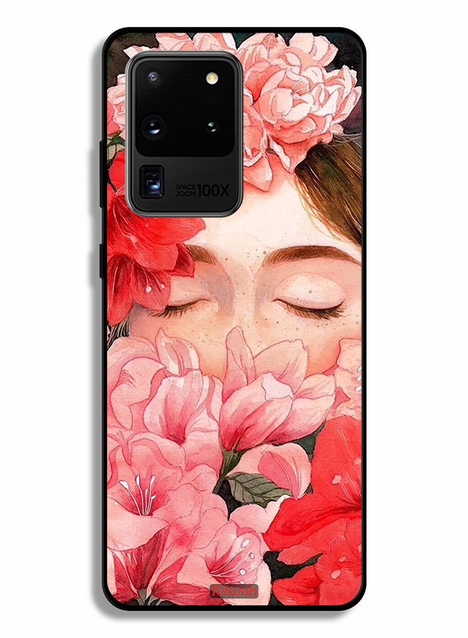 Tolwak Samsung Galaxy S20 Ultra Protective Case Cover Girl Face Hide In Flowers Art - Image 2