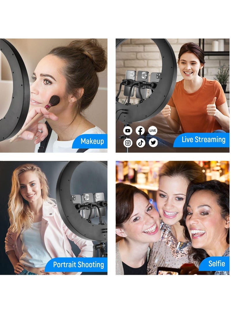Generic - Ring Light RP19H 19-Inch with Stand and 3 Phone Holders – 2.4G Control, Continuous Dimming, LCD & Touch Control, 42W, CRI 97+, 2540 Lux, Perfect for Streaming, Home Office & Zoom Calls - Image 1