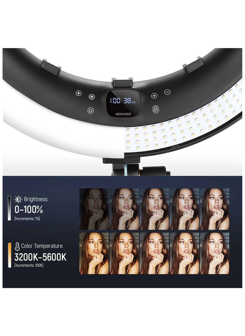 Generic - Ring Light RP19H 19-Inch with Stand and 3 Phone Holders – 2.4G Control, Continuous Dimming, LCD & Touch Control, 42W, CRI 97+, 2540 Lux, Perfect for Streaming, Home Office & Zoom Calls - Image 1