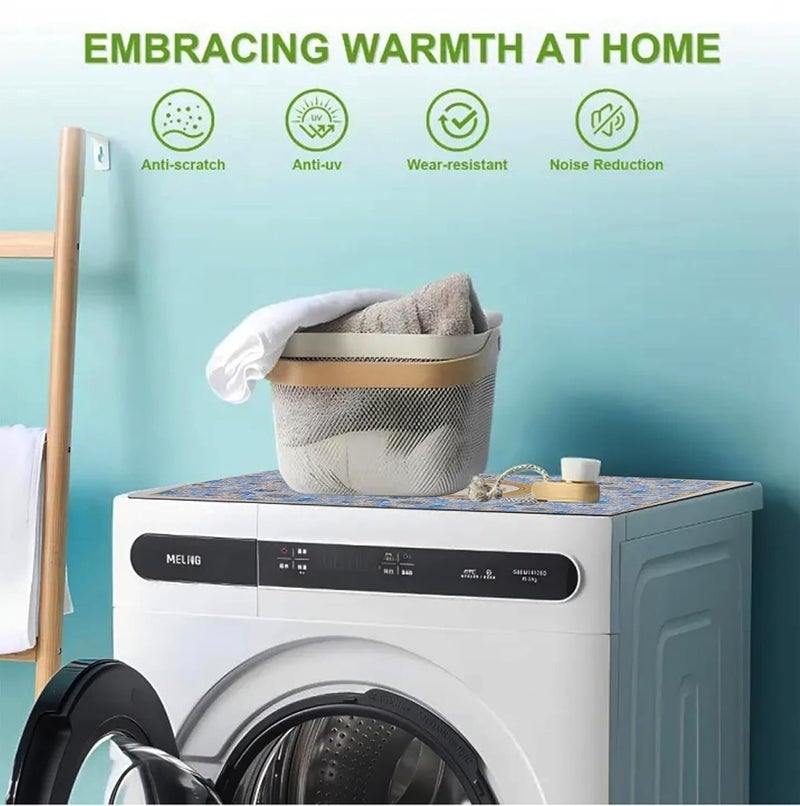 Home-Cloud Non-Slip Washing Machine Mat – Durable Waterproof Protective Cover for Washer & Dryer, Dust-Resistant Mat Ideal for Laundry Room & Kitchen Appliances | 60x60cm (Beige_Blue) - Image 4