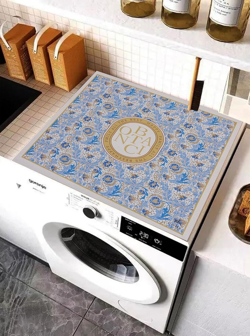 Home-Cloud Non-Slip Washing Machine Mat – Durable Waterproof Protective Cover for Washer & Dryer, Dust-Resistant Mat Ideal for Laundry Room & Kitchen Appliances | 60x60cm (Beige_Blue) - Image 5