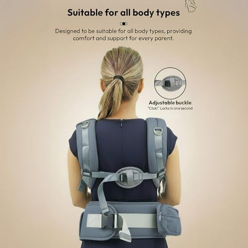 StarAndDaisy 4-in-1 Baby Carrier for 0 to 3 Year Baby/Kangaroo Bag with Comfortable Soft Hip Seat/Baby Carrier - 4 Carrying Positions, 2 Storage Pockets (Grey) - Image 4