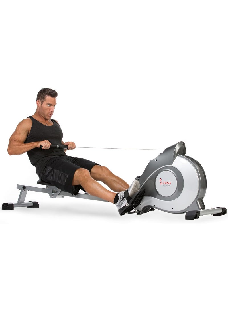 Sunny Magnetic Rowing Machine for Home, Rower Machine with Extended Slide Rail, Full-Body Workout, Low-Impact, Compact and Adjustable Resistance, Super Quiet and Smooth - Image 1