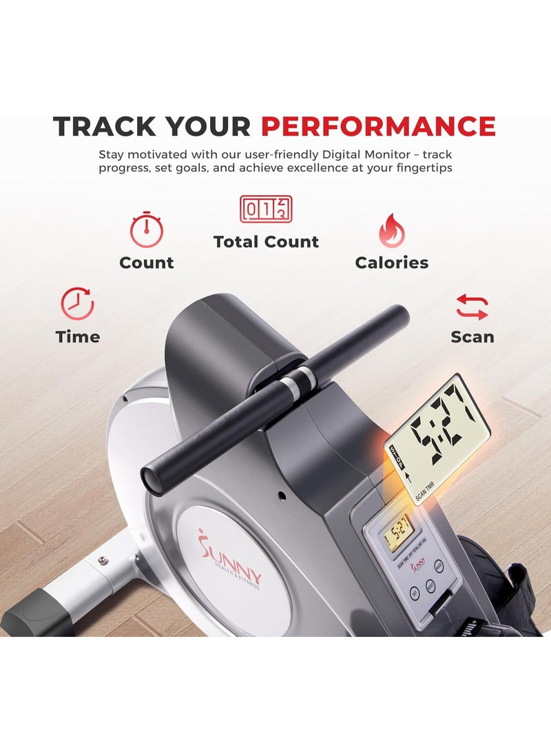 Sunny Magnetic Rowing Machine for Home, Rower Machine with Extended Slide Rail, Full-Body Workout, Low-Impact, Compact and Adjustable Resistance, Super Quiet and Smooth - Image 5