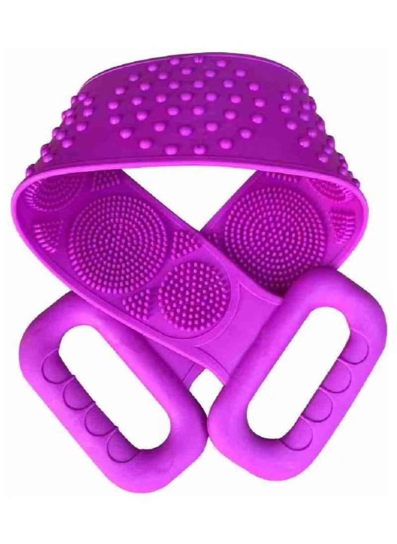 JAJEEK Silicone Body Scrubber Bath Towel Belt – 2-Sided Silicone Back Scrubber for Shower, Exfoliating Scrub for Soft Skin, Purple - Image 2