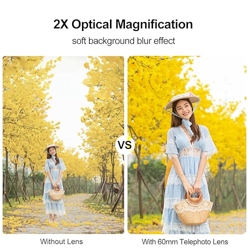 Veedzoens 60mm Telephoto Lens for iPhone Android Smartphone Compatible with SmallRig NEEWER Phone Cage with 17mm Thread Universal Phone Lens Clip and Black Portable Bag - Image 3