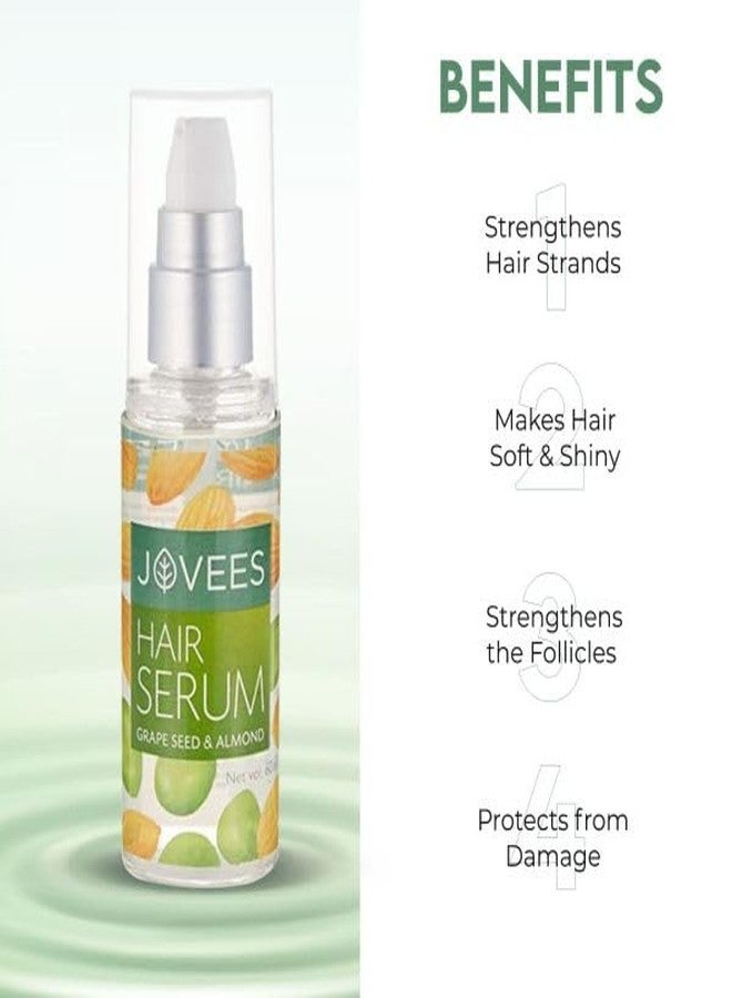 Jovees Herbal Hair Serum With Grape Seeds & Almond Oil |For Frizzy Hair | Prevents Hairfall | For Men & Women | 60ml (Pack of 2) - Image 3