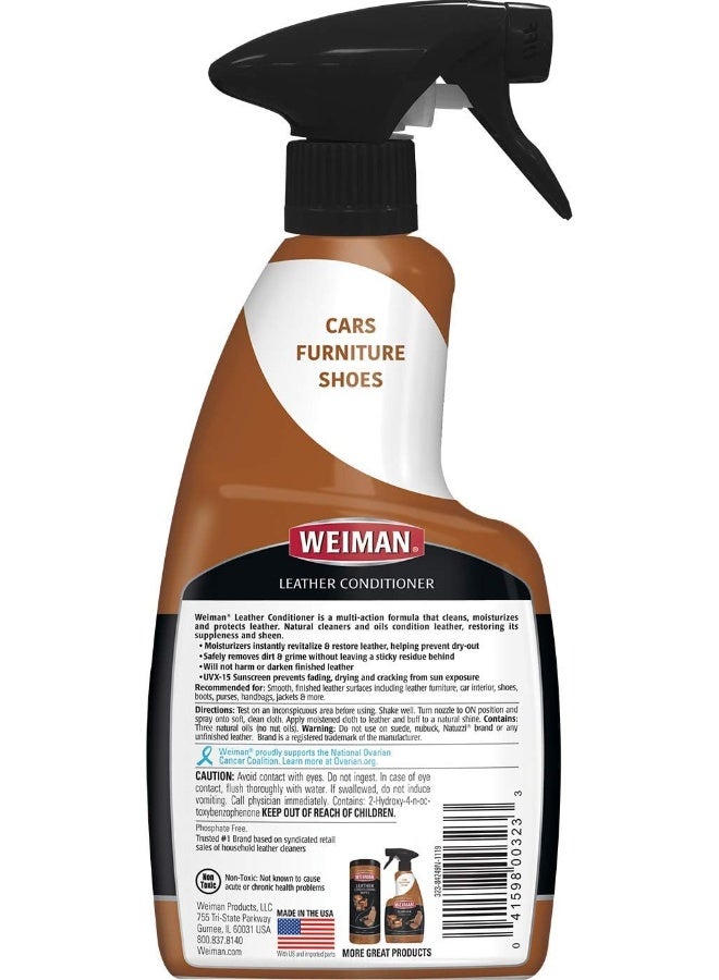 Weiman منظف ومكيف الجلد ويمن 470 مل – تنظيف عميق، تغذية ورعاية واقية للأثاث الجلدي، مقاعد السيارات، السترات، الحقائب، الأحذية وجميع الأسطح الجلدية المنتهية مع لمعان يدوم طويلاً - Image 2