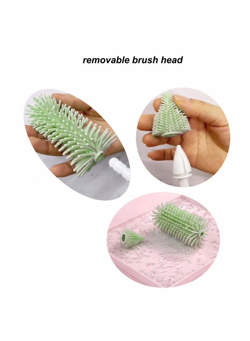 Only Baby Baby Bottle Brush Set 3 Pieces, Food-Grade Silicone Bottle Cleaning Brush with 360 Rotating Head, Teat Brush and Straw Cleaner, Removable Heads for Feeding Bottles, Nipples, Cups & Straws - Image 3