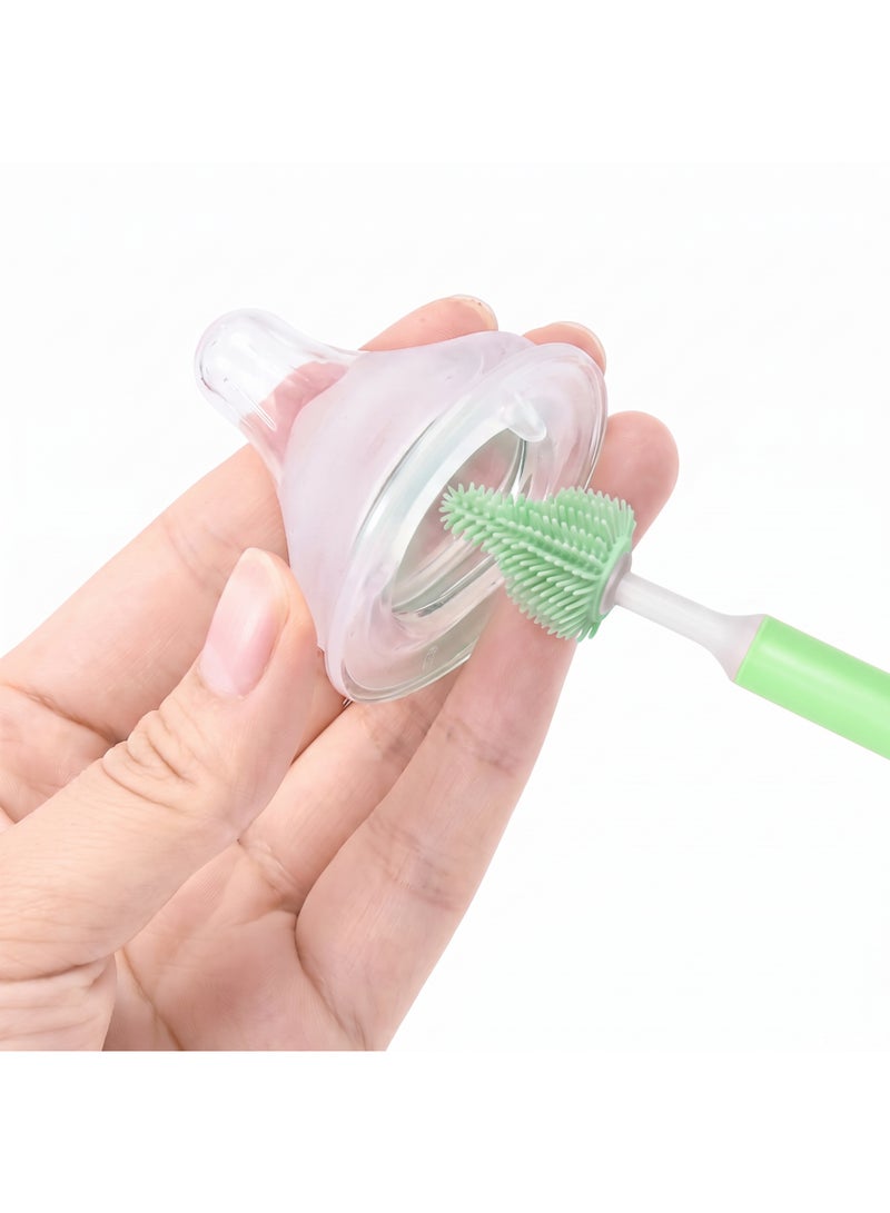 Only Baby Baby Bottle Brush Set 3 Pieces, Food-Grade Silicone Bottle Cleaning Brush with 360 Rotating Head, Teat Brush and Straw Cleaner, Removable Heads for Feeding Bottles, Nipples, Cups & Straws - Image 2
