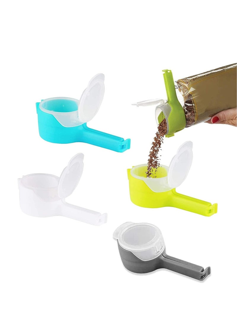 Oasisgalore - Food Storage Sealing Clips with Pouring Spouts, Bag Clips for Food, Kitchen, Chip Bag Clips, Plastic Cap Food Clips. - Image 1