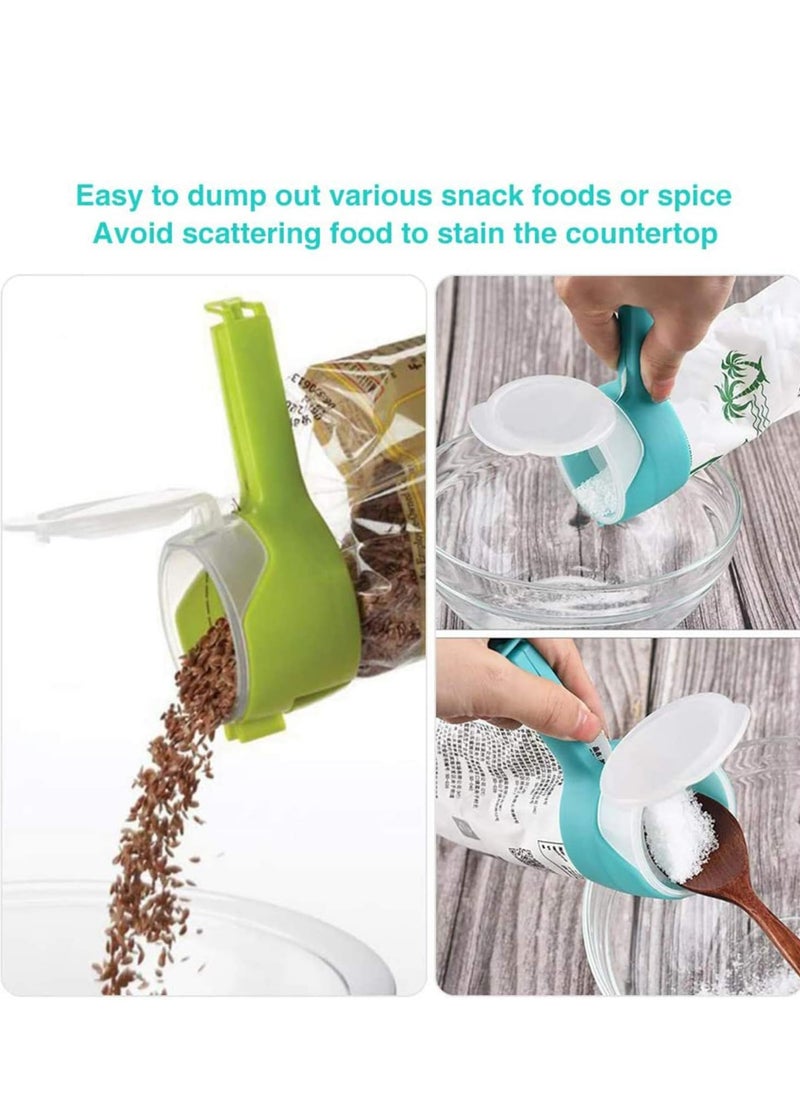 Oasisgalore - Food Storage Sealing Clips with Pouring Spouts, Bag Clips for Food, Kitchen, Chip Bag Clips, Plastic Cap Food Clips. - Image 1