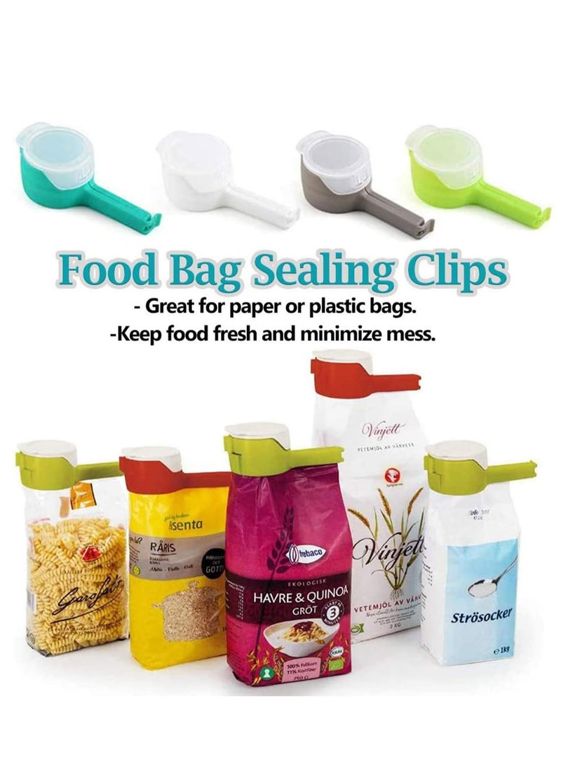Oasisgalore - Food Storage Sealing Clips with Pouring Spouts, Bag Clips for Food, Kitchen, Chip Bag Clips, Plastic Cap Food Clips. - Image 1