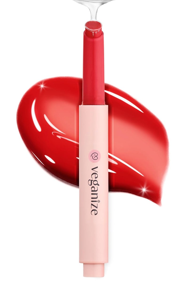 self beauty Veganize Collagen Lip Glass Balm  Hydrating Lip wHyaluronic Acid  Vegan Korean Lip Balm Moisturizing Lip Care  Lip Gloss Repair for Dry Cracked Lips 006 oz 1 Camellia Red