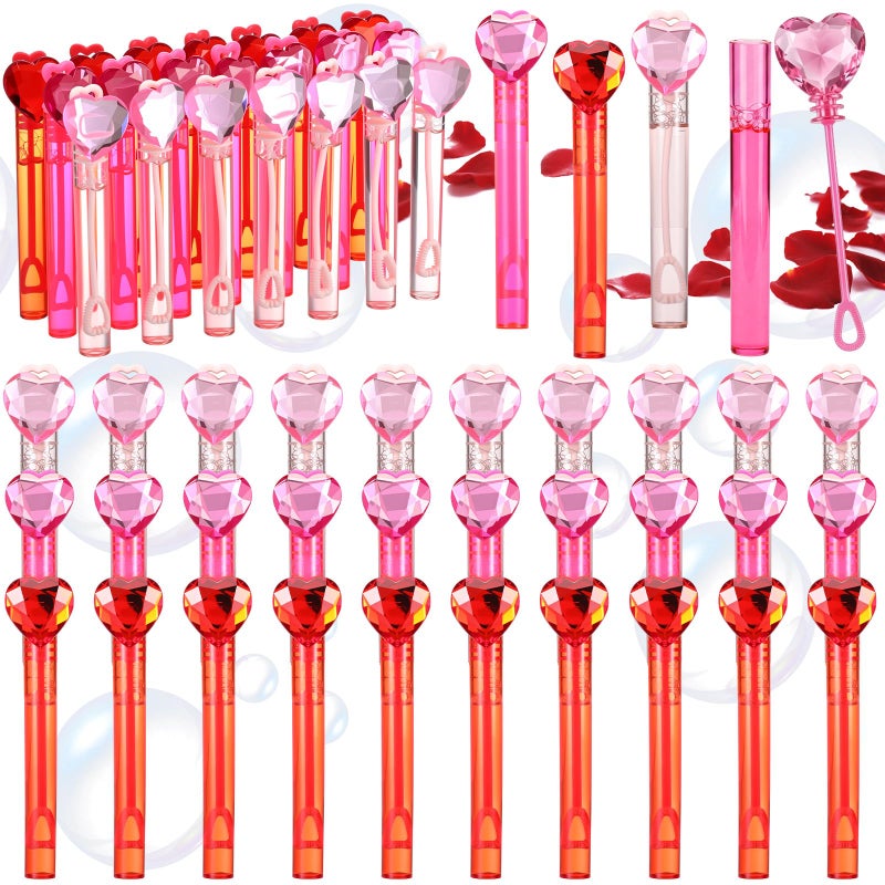 Rotatingpals 30 Pcs Wedding Party Favors Diamonds Heart Bubble Wand Bulk Bling Gemstones Jew Acrylic Gems Wedding Bubble Wand for Guest Gifts Birthday Photo Props - Image 3