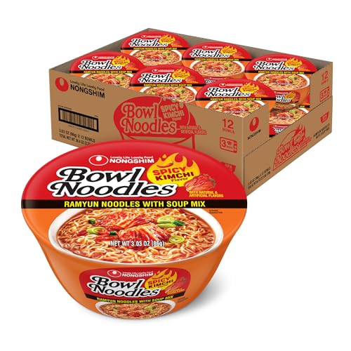 Nongshim Ramen Noodles Gourmet Instant Ramen bowl Premium Microwavable Noodle Soup Kimchi 303 Ounce Pack of 12 - Image 1