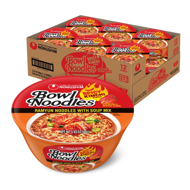 Nongshim Ramen Noodles Gourmet Instant Ramen bowl Premium Microwavable Noodle Soup Kimchi 303 Ounce Pack of 12 - Image 2